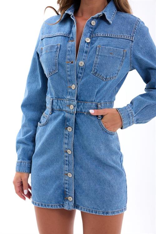 7443 KOT ELBİSE-MAVİ