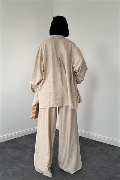 Wholesale Beige Shirt and Trousers Set