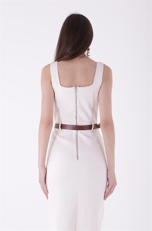 Asimetrik Detaylı Kot Elbise 3019-08-(S-XL)