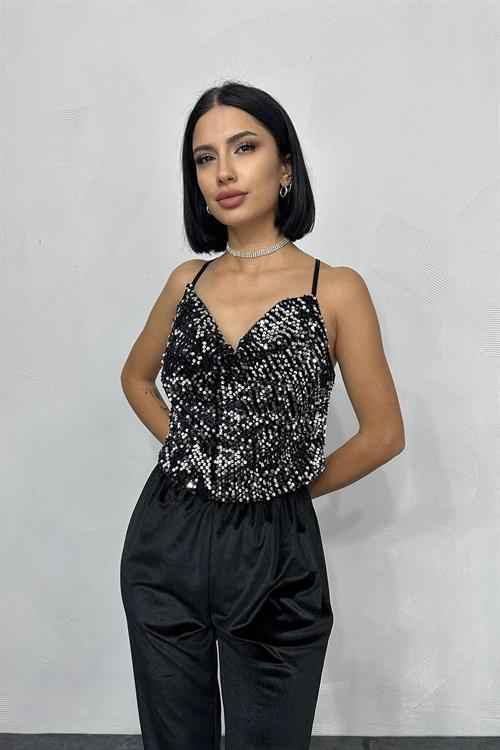 Wholesale Lace-up Blouse with Straps - Silver