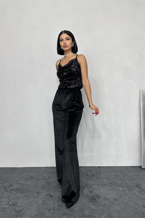 Wholesale Lace-up Blouse with Straps - Black