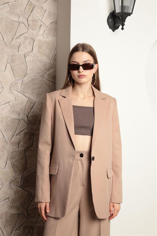 Atlas Fabric Womens Oversize Jacket-Beige