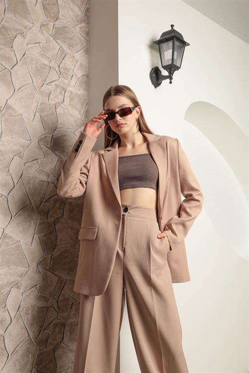 Atlas Fabric Womens Oversize Jacket-Beige