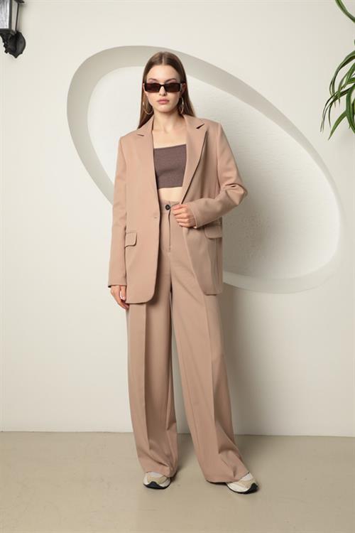 Atlas Fabric Womens Oversize Jacket-Beige