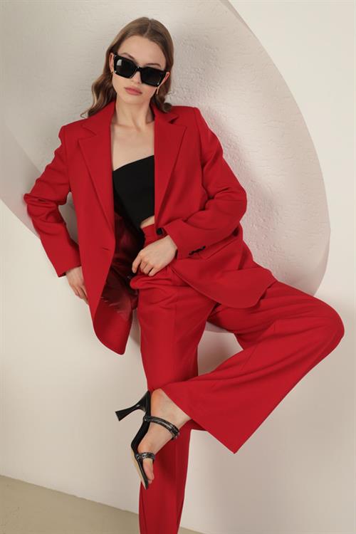 Atlas Fabric Womens Oversize Jacket-Red