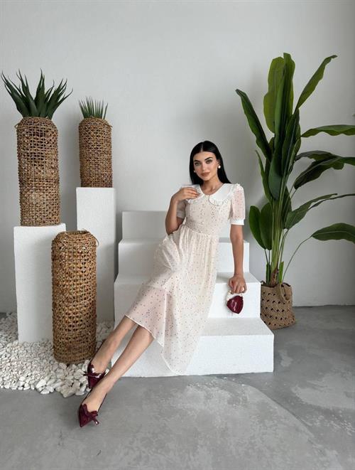 Wholesale Aversa Pearl Detail Chiffon Dress