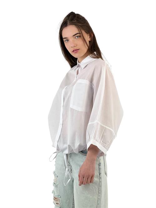 Relaxed Fit Shirt with Lace Detail - White