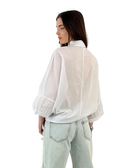 Relaxed Fit Shirt with Lace Detail - White