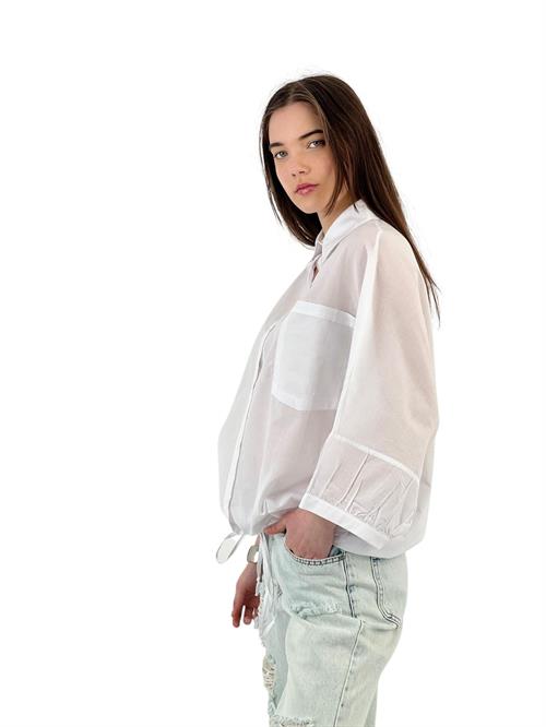 Relaxed Fit Shirt with Lace Detail - White