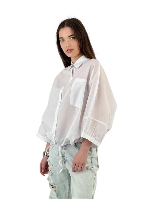 Relaxed Fit Shirt with Lace Detail - White