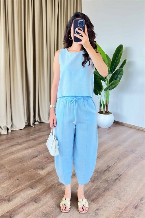 Basic Model Bebe Mavisi Keten Toptan Takım