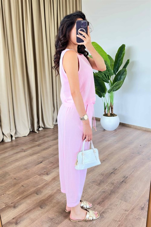 Basic Model Pembe Keten Toptan Takım