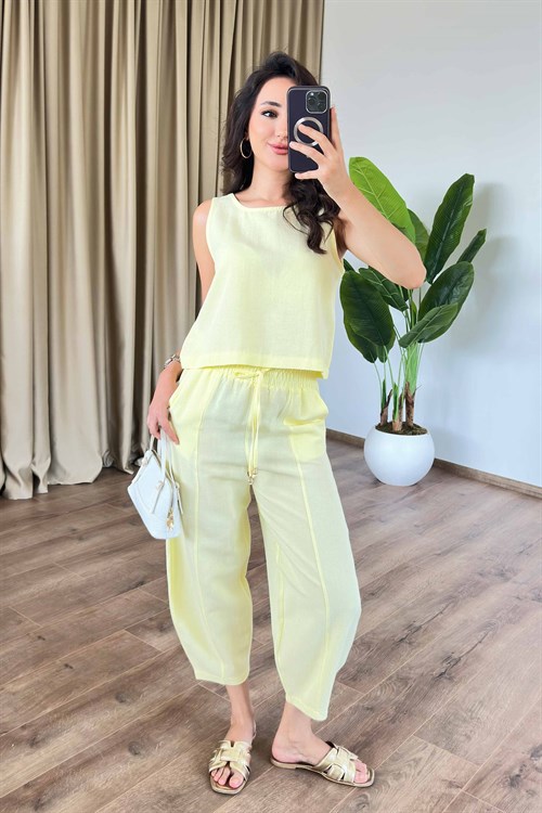 Basic Model Sarı Keten Toptan Takım