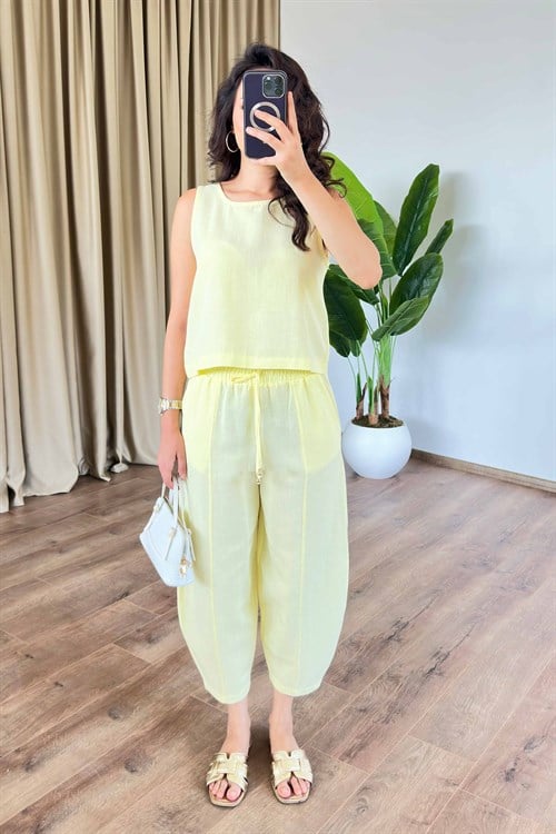 Basic Model Sarı Keten Toptan Takım