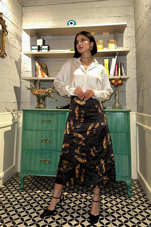 Wholesale Black Printed Skirt