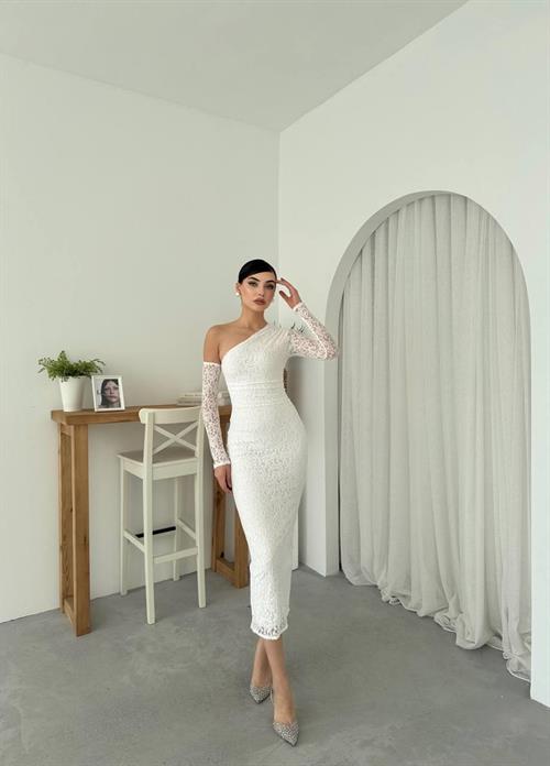 Bees One Shoulder Detailed Dress