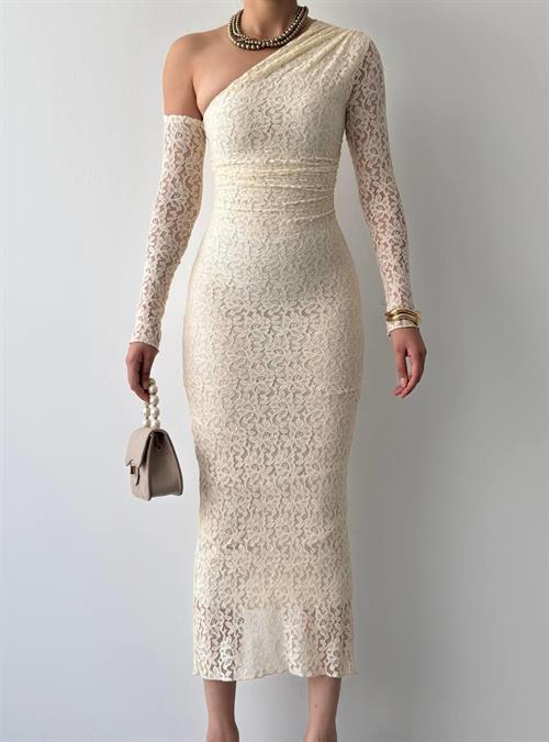 Bees One Shoulder Detailed Dress