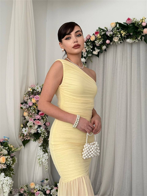 Wholesale Yellow Bekol Midi Dress
