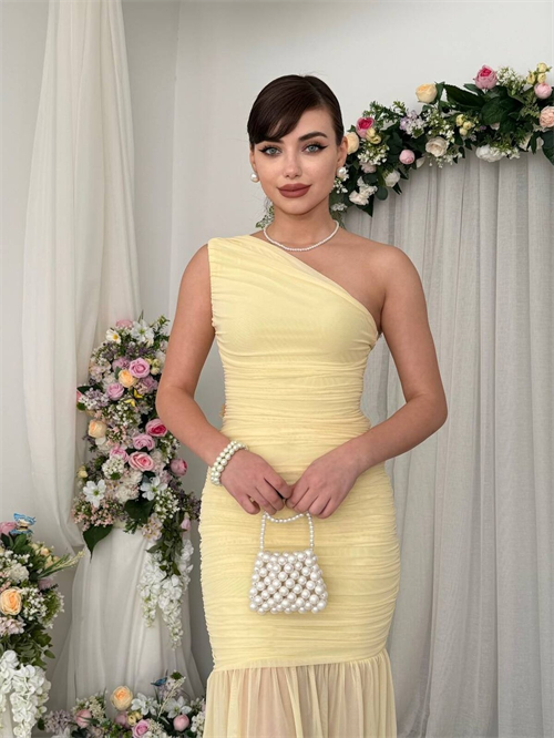Wholesale Yellow Bekol Midi Dress