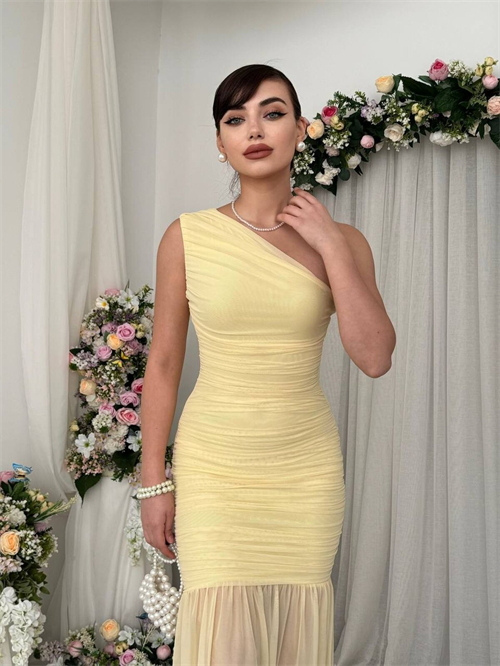 Wholesale Yellow Bekol Midi Dress