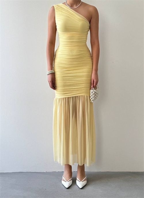 Wholesale Yellow Bekol Midi Dress