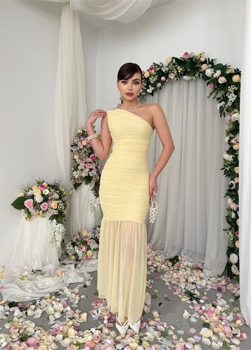 Wholesale Yellow Bekol Midi Dress