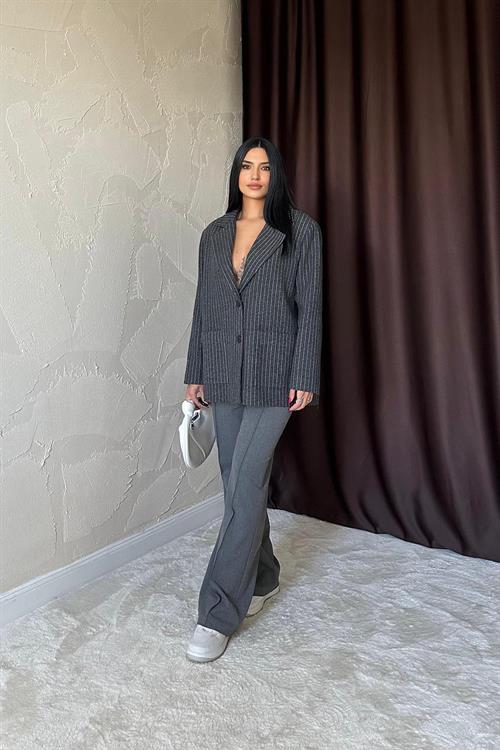 Wholesale Anthracite Trousers with Drawstring Waist