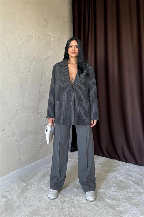 Wholesale Anthracite Trousers with Drawstring Waist