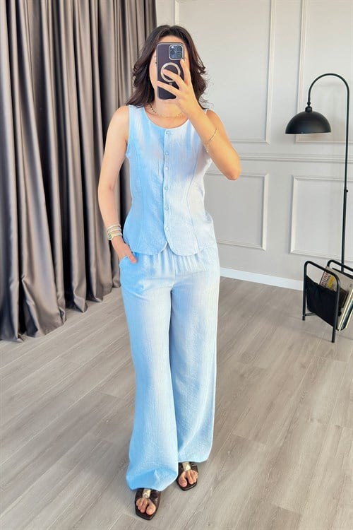 Belden Oturmalı Bebe Mavisi Toptan İkili Takım