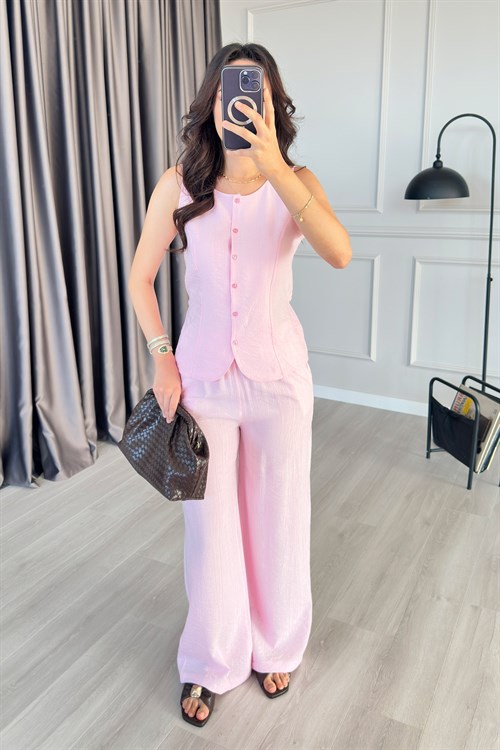 Belden Oturmalı Pembe Toptan İkili Takım