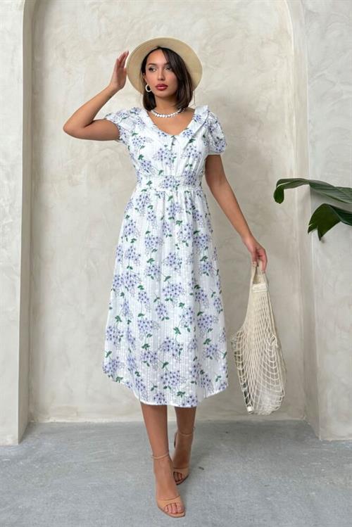 Beli Gipeli Boydan Toptan Elbise - Lila