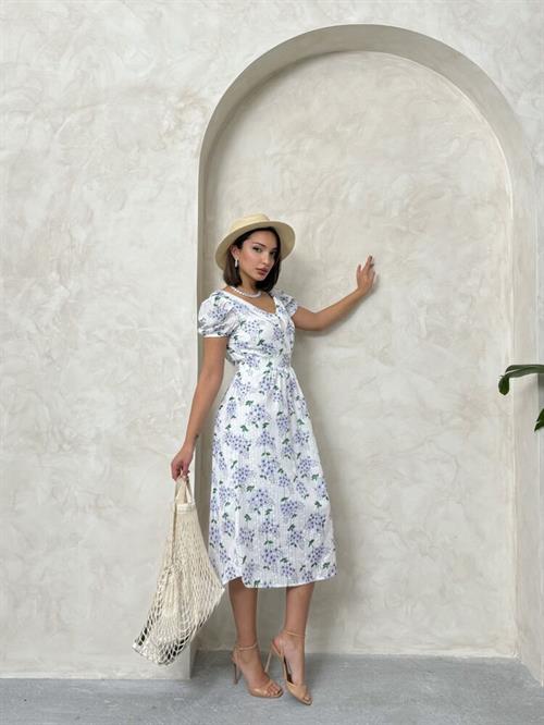 Beli Gipeli Boydan Toptan Elbise - Lila