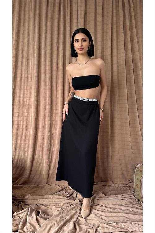 Wholesale Black Elastic Waist Skirt