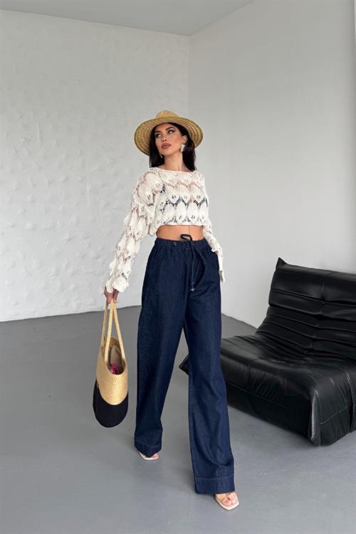 Beli Lastikli Palazzo Pantolon 7076-17-(S-XL)