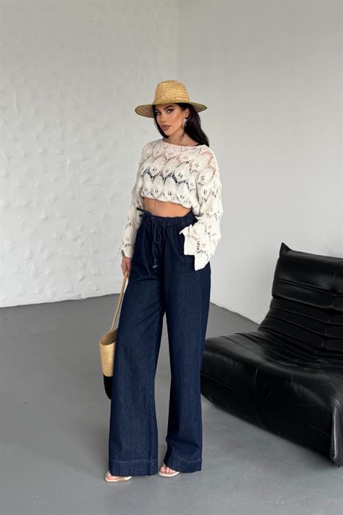 Beli Lastikli Palazzo Pantolon 7076-17-(S-XL)