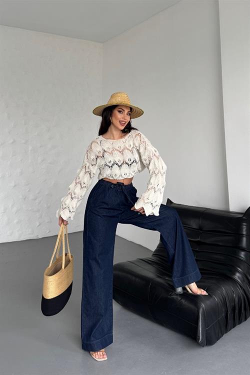 Beli Lastikli Palazzo Pantolon 7076-17-(S-XL)