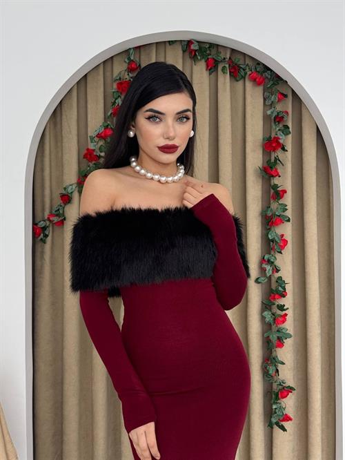 Wholesale Bestia Strapless Feather Detailed Dress