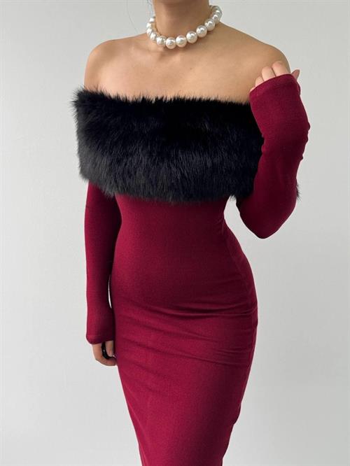 Wholesale Bestia Strapless Feather Detailed Dress