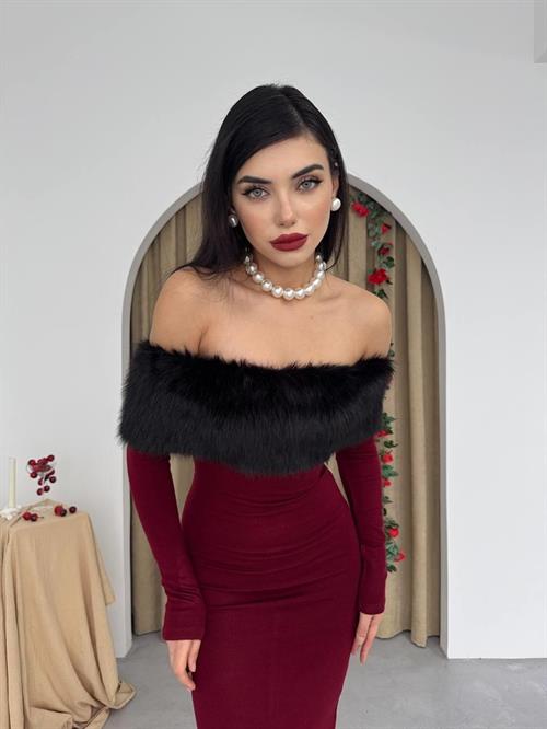 Wholesale Bestia Strapless Feather Detailed Dress