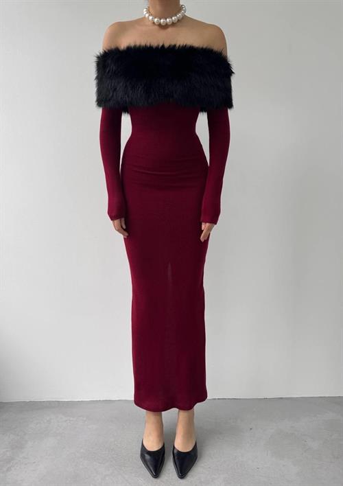 Wholesale Bestia Strapless Feather Detailed Dress