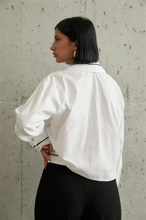 Wholesale White Shirt with Contrast Trim
