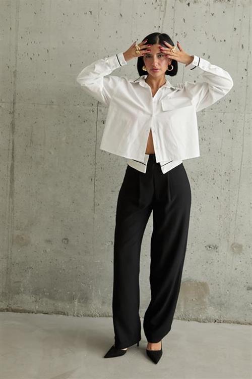 Wholesale White Shirt with Contrast Trim