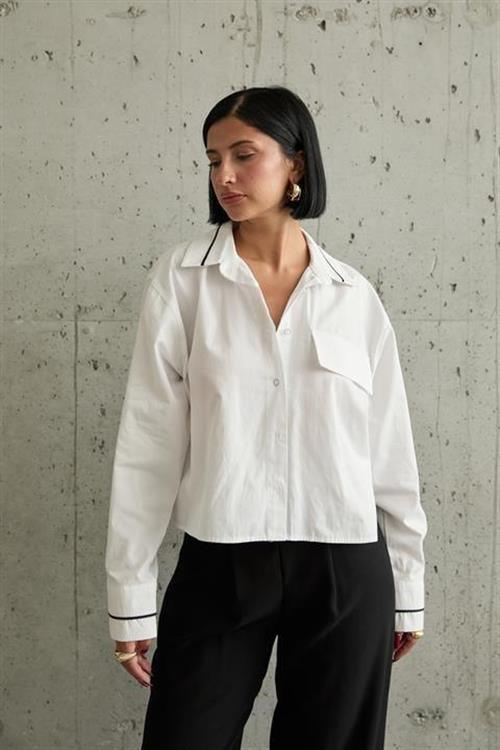 Wholesale White Shirt with Contrast Trim