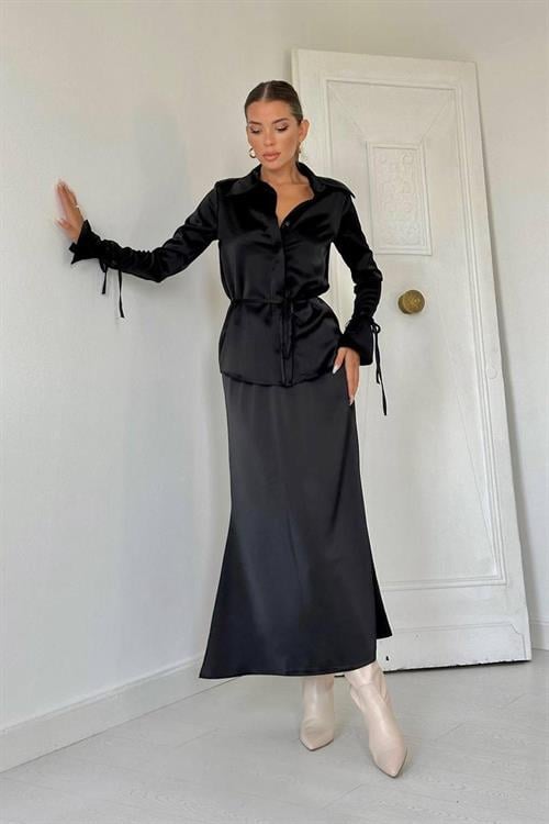 Wholesale Black Shirt and Skirt Suit