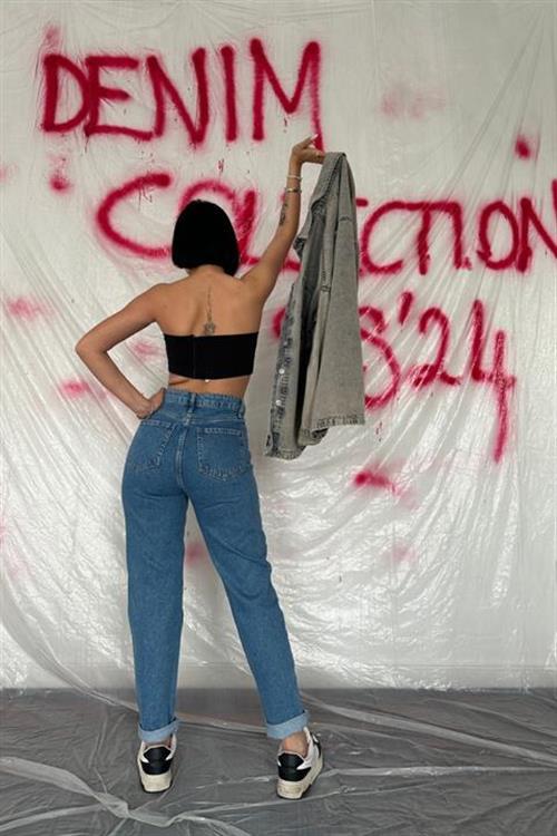 Toptan Mavi Boru Paça Jeans Pantolon