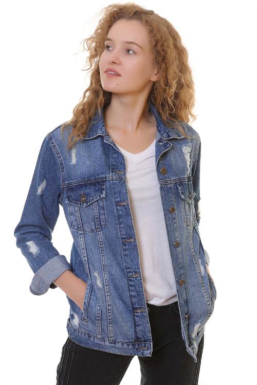 Boyfriend Denim Jacket 655 (Mixed) Dark Blue Denim (S-XL-6)