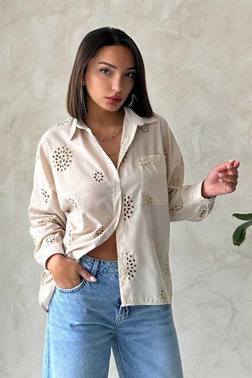 Embroidered Wholesale Shirt - Stone