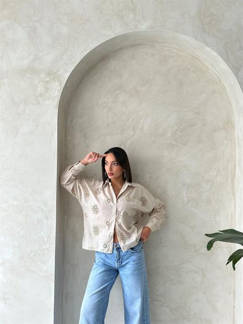 Embroidered Wholesale Shirt - Stone