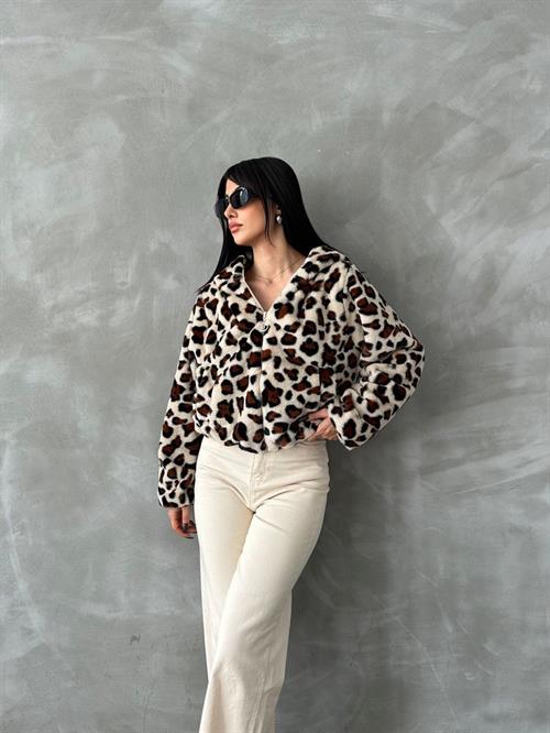 Bskılı Pejush Wholesale Coat - Light Stone Leopard