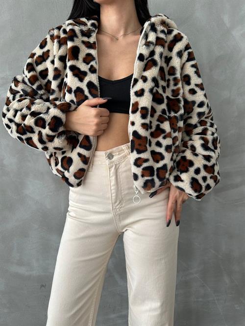 Bskılı Pejush Wholesale Coat - Light Stone Leopard